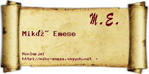 Mikó Emese névjegykártya